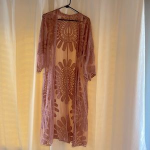 Mauve floral lace duster/ cardigan